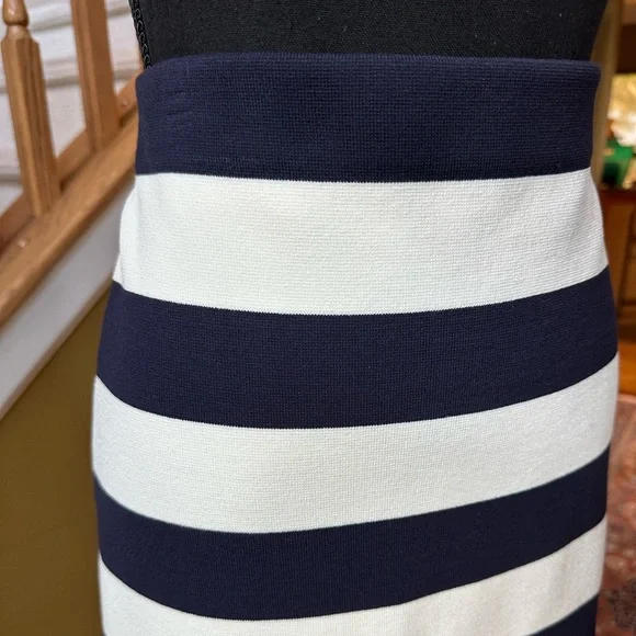 NWT Ann Taylor Knit Navy & Cream Striped Pull-on Skirt - Picture 2 of 13